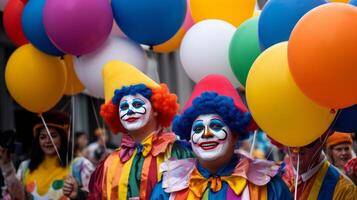 Balloons with clown. Illustration photo