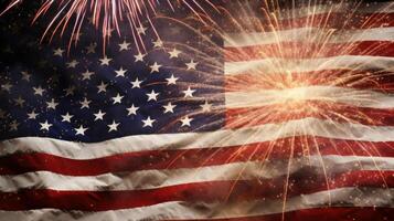 USA Independence Day background with Fireworks. Illustration photo