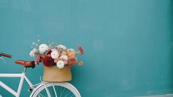 Bicycle with flowers. Illustration photo