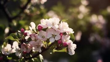 manzana flores en primavera. ilustración ai generativo foto