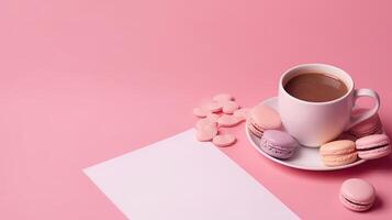 Coffee cup with empty card. Illustration photo