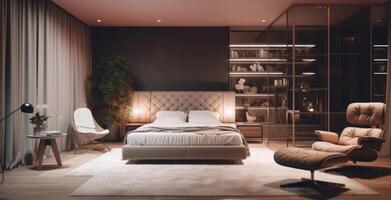 Luxury bedroom interior. Illustration photo
