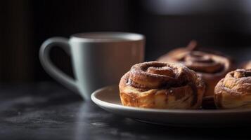 Cinnamon bun. Illustration photo