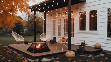 Comfortable autumn cozy outdoor. Illustration photo