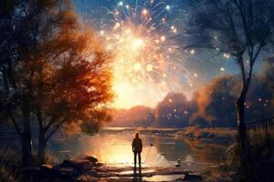 Party Holiday Background with Firework. Illustration photo