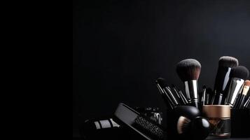 maquillaje cepillo antecedentes. ilustración ai generativo foto