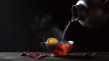 Hot tea background. Illustration photo