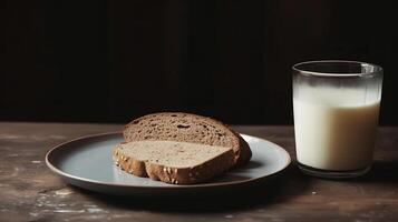 Bread with milk. Illustration photo