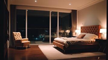 Luxury bedroom interior. Illustration photo