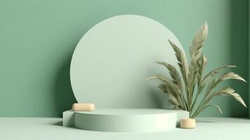 Pastel green podium display. Illustration photo