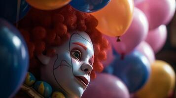 Balloons with clown. Illustration photo