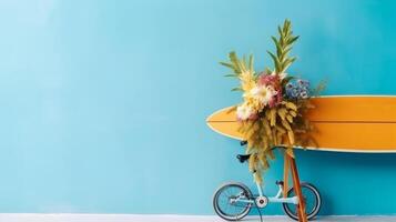 bicicleta con flores ilustración ai generativo foto