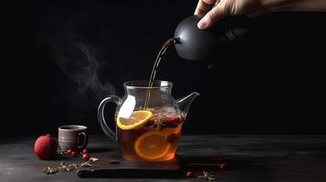 Hot tea background. Illustration photo