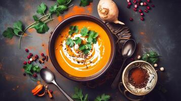 Pumpkin soup. Illustration photo