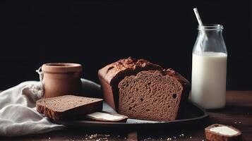 Bread with milk. Illustration photo