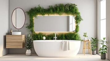 Natural bathroom design. Illustration photo