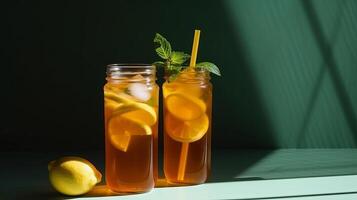 Iced lemon tea. Illustration photo