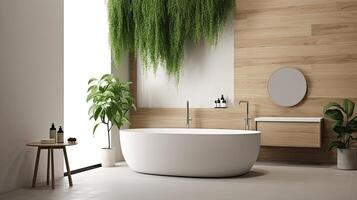 Natural bathroom design. Illustration photo