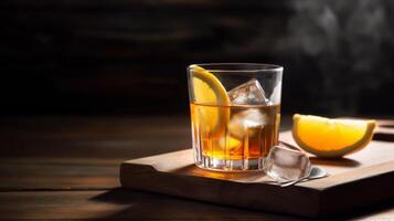 Alcohol cocktail with lemon. Illustration photo