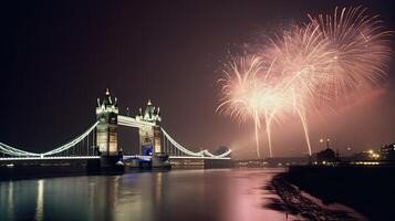 Holiday Fireworks in London. Illustration photo