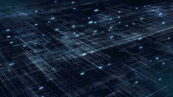 digitale binario codice dati tecnologia, complessità e dati alluvione, in linea attività commerciale concetto, buio blu video