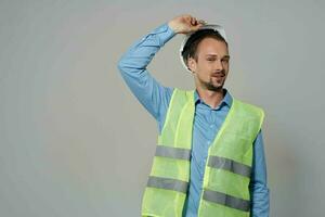 man in construction uniform Professional Job isolated background photo