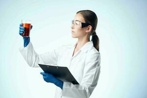 woman in laboratory microbiology work photo