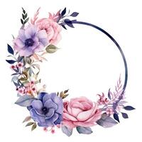 Watercolor floral frame. Illustration photo