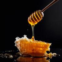 Honey on black background. Illustration photo