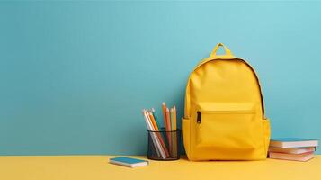 Back to school background with school bag. Illustration photo