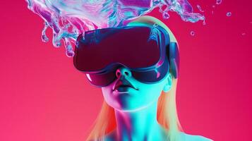 Girl in VR glasses. Illustration photo