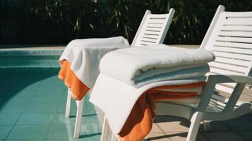 Towels near the pool. Illustration photo