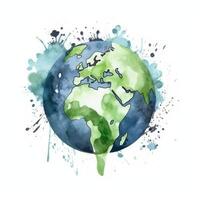 Watercolor Earth planet. Illustration photo