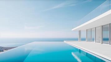 lujo moderno villa con piscina. ilustración ai generativo foto