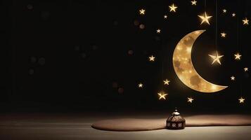 Ramadán antecedentes con Luna. ilustración ai generativo foto