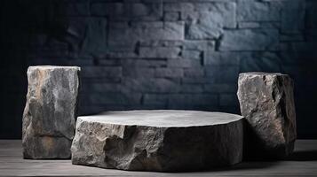 Rock stone podium background. Illustration photo