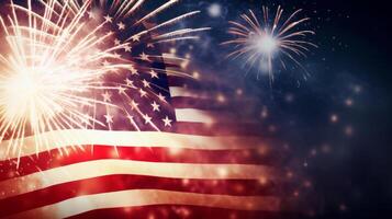 USA Independence Day background with Fireworks. Illustration photo