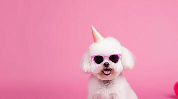 Cute birthday dog. Illustration photo