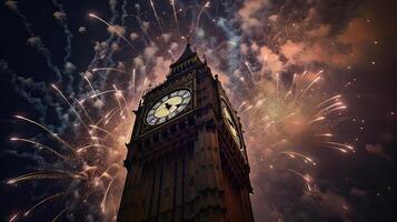 Holiday Fireworks in London. Illustration photo