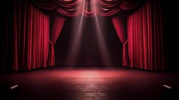 Red curtains background. Illustration photo