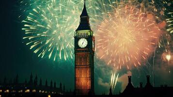 fiesta fuegos artificiales en Londres. ilustración ai generativo foto