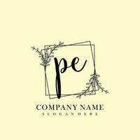 PE Initial beauty floral logo template vector