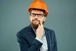 man in suit orange helmet professional safety industry lifestyle photo