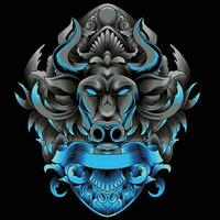 Bull head vector illustration with ornament background