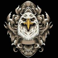 Eagle head vector illustration with ornament background