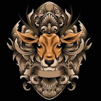Deer head vector illustration with ornament background