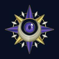 dorado Luna ojo con adornos logo diseño vector