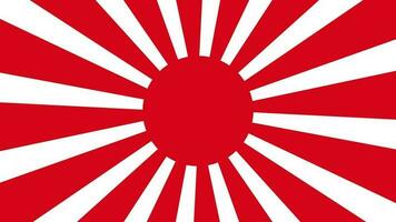 Kaiserliche japanisch Heer Flagge, steigend Sonne Flagge, Reich von Japan Flagge mit 16 Strahlen auf ein rot Kreis und Spinnen von Center. Animation von nahtlos Schleife. 4k ähm. video