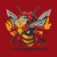 abeja mascota logo juego y Deportes robot estilo vector