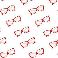 Endless pattern of elegant glasses with transparent lenses in a red frame. Bespectacled. Vector. EPS vector